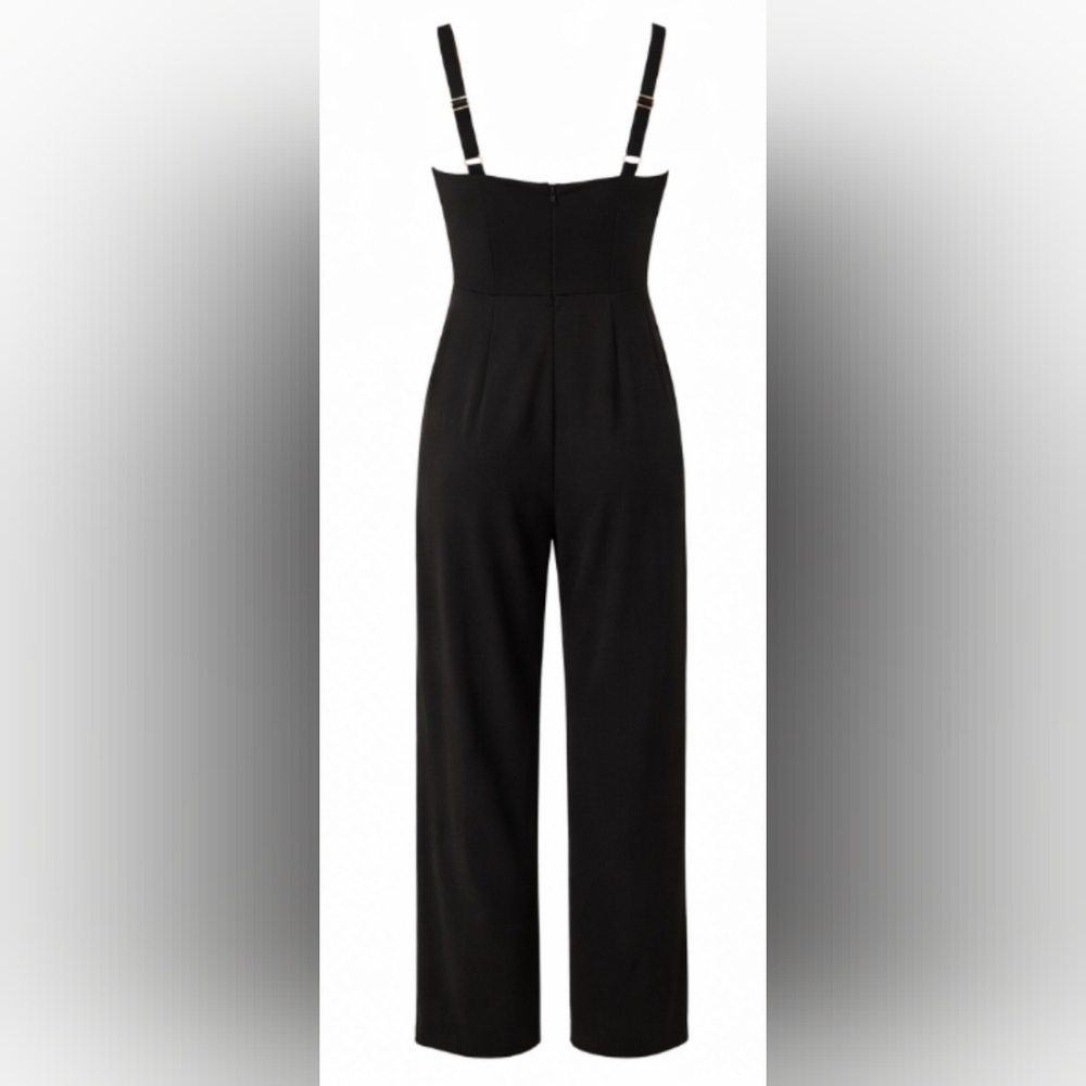 Lulu's Black Draped Jumpsuit with Adjustable Straps | XL Cocktail Wedding Guest - Picture 4 of 4